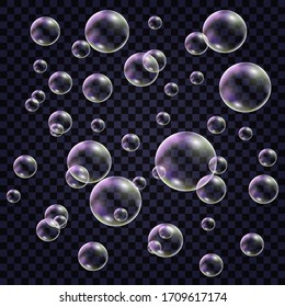 Soap Bubbles Foam. Background with colorful rainbow bubbles. Vector illustration