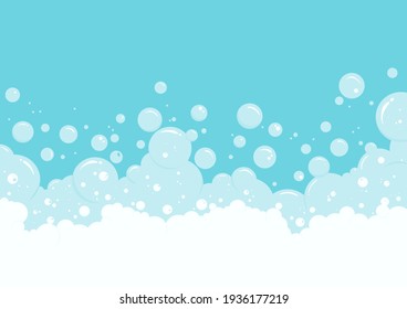 Burbujas de jabón y fondo vectorial de espuma, patrón transparente de suds. Ilustración abstracta