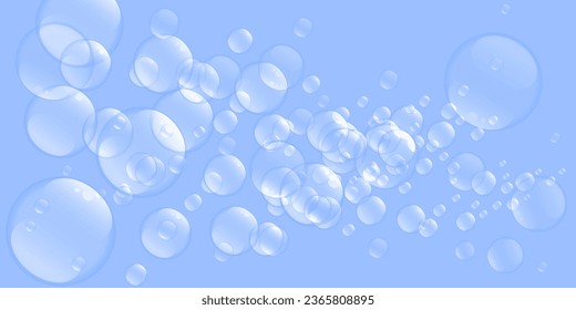 Soap bubbles and foam vector background, transparent suds pattern. Abstract illustration.