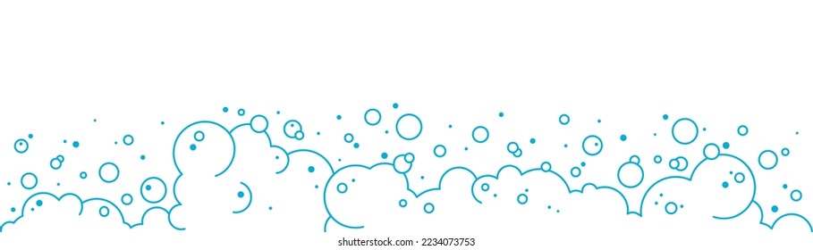 Soap bubbles and foam vector line background, transparent suds outline pattern. Abstract illustration