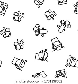 Soap Bubbles And Foam Vector Seamless Pattern Thin Line Illustration
