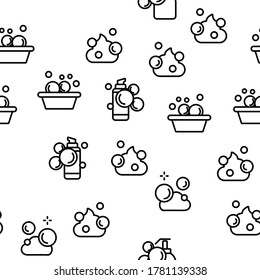 Soap Bubbles And Foam Vector Seamless Pattern Thin Line Illustration