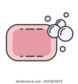 Soap and Bubbles icon isolated in white.Design element, editable stroke. Isolated vector illustration EPS10.