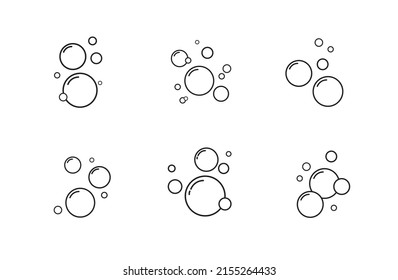 Seifenblasen-Symbol. Menge an Sauerstoffblasen im Wasser. Schaumshampoo einzeln auf weißem Hintergrund. Vektorgrafik