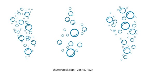 Soap bubbles icon set. Vector linear illustration of air bubbles. Bath detergent design element.