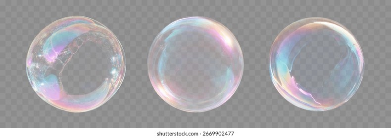 Soap Bubbles isolated. Glossy round sphere