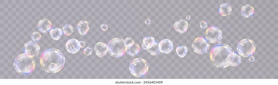 Soap bubbles isolated on a transparent background for vector illustrations.	
