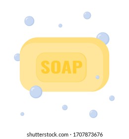 Soap with bubbles. Isolated on a white background. Vector illustration.