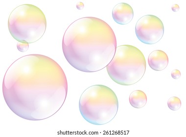 Soap bubbles - isolated vector illustration on white background.