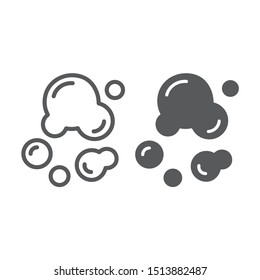 Soap Bubbles Line And Glyph Icon, Laundry And Wash, Water Bubble Sign, Vector Graphics, A Linear Pattern On A White Background, Eps 10.