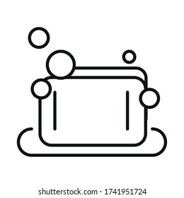 Seife mit Blasen Linie Stil Ikone Design, Hygiene waschen Gesundheit und sauberes Thema Vector Illustration