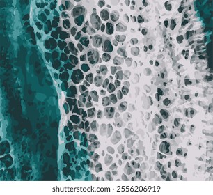 Soap bubbles on a background of blue water as a texture. 