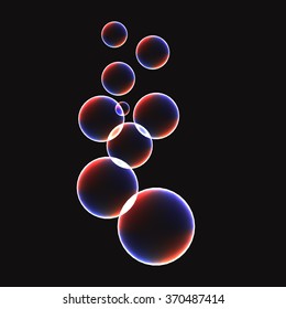 soap bubbles on black background