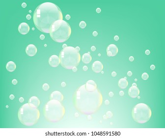 Soap bubbles on blue background