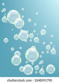 Soap bubbles on blue background