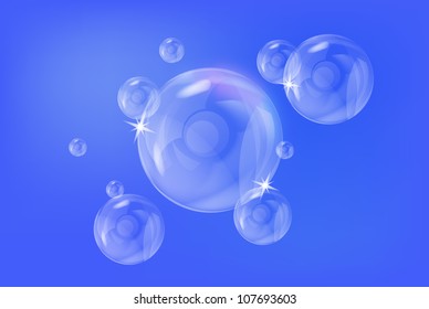 soap bubbles on a blue background