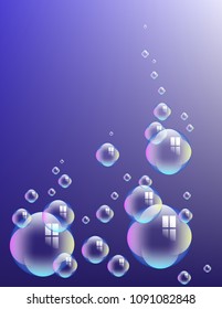Soap bubbles on blue background