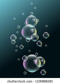 Soap bubbles on blue background