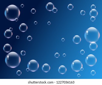 Soap bubbles on blue background