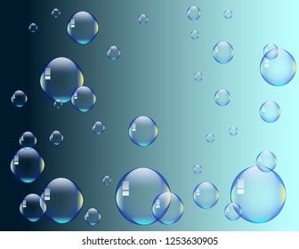 Soap bubbles on blue background