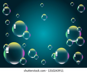 Soap bubbles on blue background