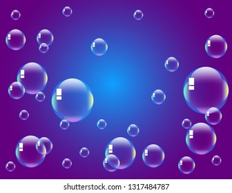 Soap bubbles on blue background