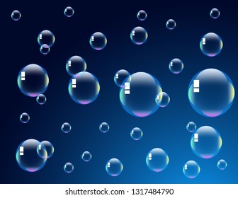Soap bubbles on blue background