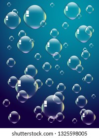 Soap bubbles on blue background