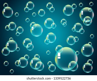 Soap bubbles on blue background