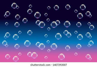 Soap bubbles on blue background