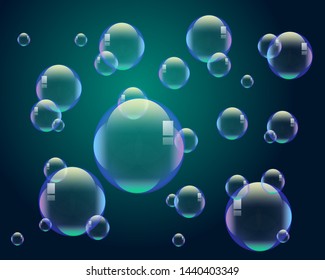 Soap bubbles on blue background