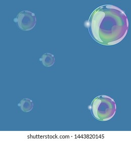 Soap bubbles on a blue background. Can be used as a seamless texture. Vector graphics.