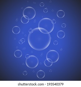 Soap bubbles on a blue background EPS10 vector 
