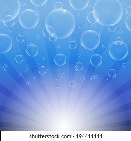 Soap bubbles on a blue background with lights EPS10 vector 
