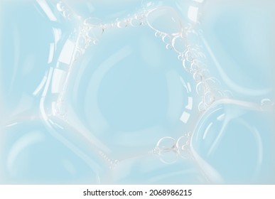 Burbujas de jabón en fondo azul ilustración vectorial realista.