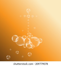 Soap bubbles on blue background. illustration. 