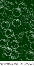 Soap bubbles on a green background. Vector illustration. Sketch for creativity.