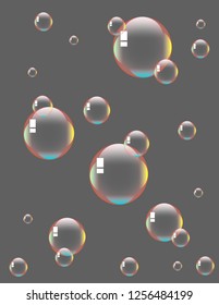 Soap bubbles on grey background