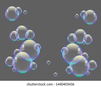 Soap bubbles on grey background