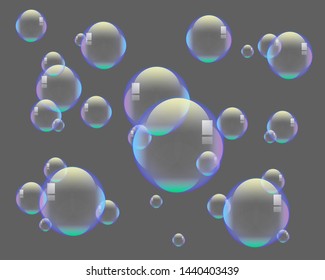 Soap bubbles on grey background