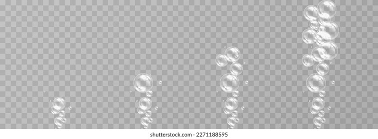 Soap bubbles on an isolated transparent background. Soap bubbles png. Soap, detergent, shampoo. Vector illustration.