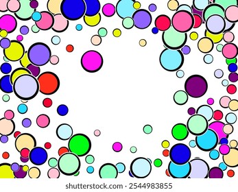 soap bubbles on a multi-colored background  3d render of particles, colored paper applique. 