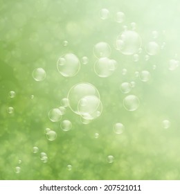 Soap bubbles on a nature background vector