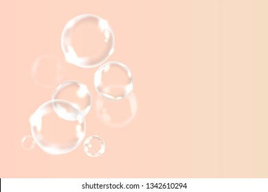 Soap bubbles on a peach background vector