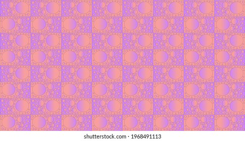 Soap bubbles on a pink checkerboard horizontal background. Use it for textures and design.