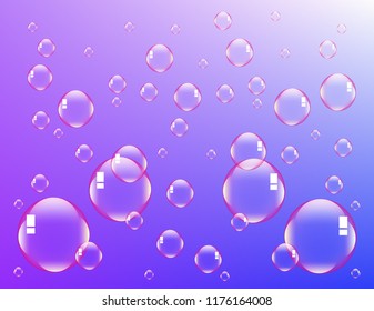 Soap bubbles on purple background
