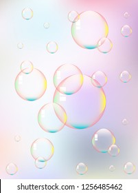 Soap bubbles on sky background