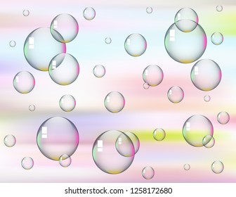 Soap bubbles on sky background