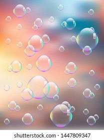 Soap bubbles on sky background