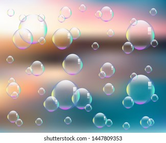 Soap bubbles on sky background